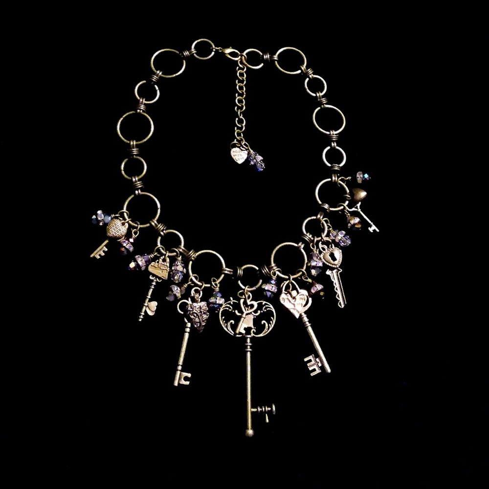 Vintage Style Key To My Heart Charm Necklace💙